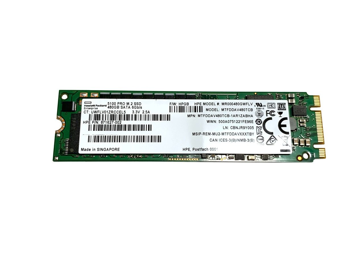299870.jpg Refurbished | HPE 875490-B21 Mixed Use SSD 480 GB SATA 6Gb/s Refurbished - Image 1