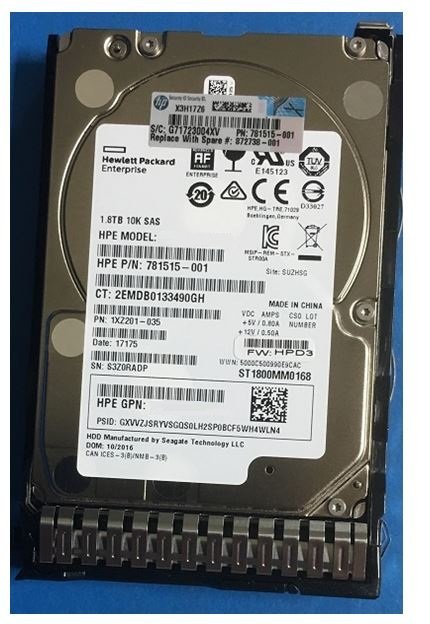 Refurbished | HPE EG001800JWJNL Hard Drive 1.8 TB SAS 12Gb/s Refurbished
