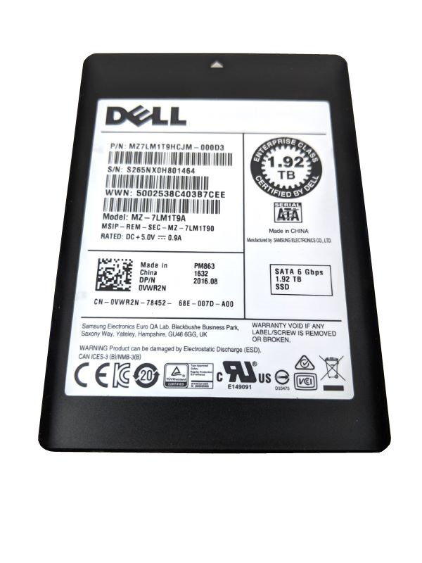 315478.jpg Refurbished | Samsung PM863 MZ7LM1T9HCJM-000D3 Read Intensive SSD 1.92 TB SATA 6Gb/s DELL OEM Refurbished - Image 1