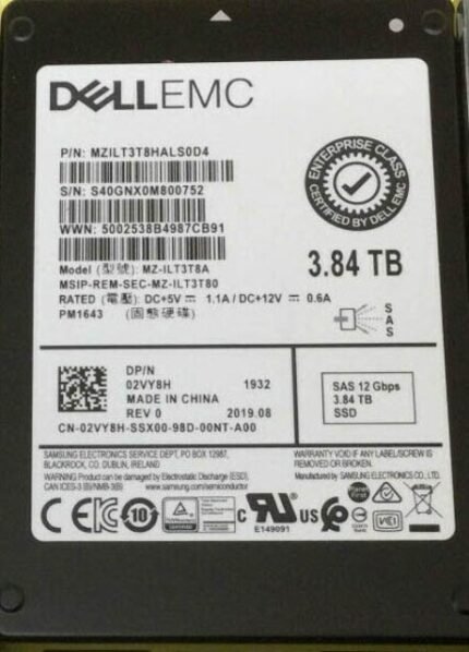 Refurbished | Samsung MZILT3T8HALS0D4 PM1643 3.84TB SAS 12Gbps 2.5inch Ssd Dell Oem