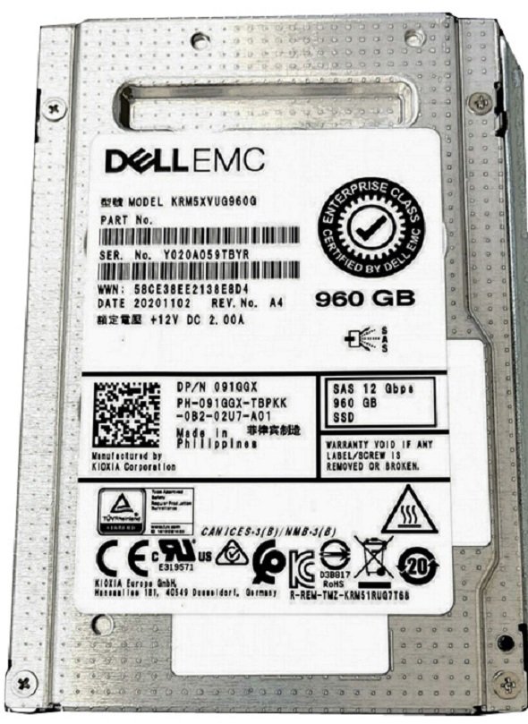 328295.jpg Refurbished | Kioxia RM5 KRM5XVUG960G SSD 960GB SAS 12Gb/s DELL OEM Refurbished - Image 1