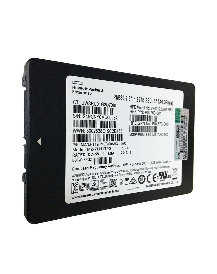 Processed By eBay with ImageMagick, z1.1.0. ||B2 Refurbished | Samsung PM883 MZ7LH1T9HMLT-00AH3 Read Intensive SSD 1.92 TB SATA 6Gb/s HPE OEM Refurbished - Image 1