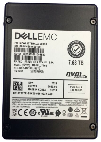 Refurbished | Samsung PM1733 MZWLJ7T6HALA-000D3 SSD 7.68 TB PCIe 4.0 x4 (NVMe) DELL OEM Refurbished