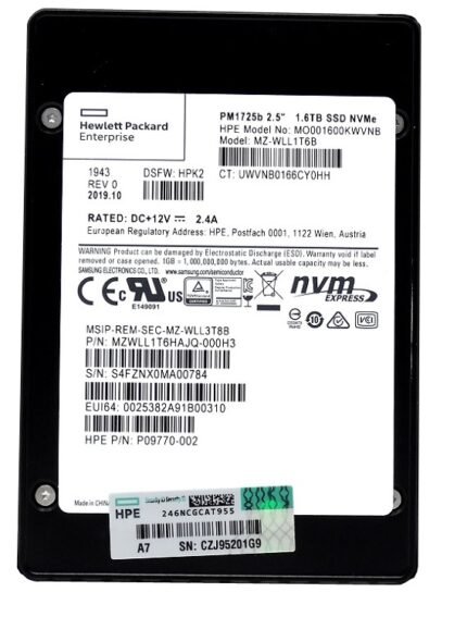 Refurbished | Samsung PM1725b MZWLL1T6HAJQ-000H3 Mixed Use SSD 1.6 TB PCIe 3.0 x4 (NVMe) HPE OEM Refurbished