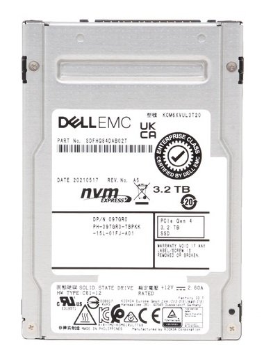 Refurbished | Kioxia CM6-R KCM6XVUL3T20 Mixed Use SSD 3.2 TB PCIe 4.0 x4 (NVMe) DELL OEM Refurbished