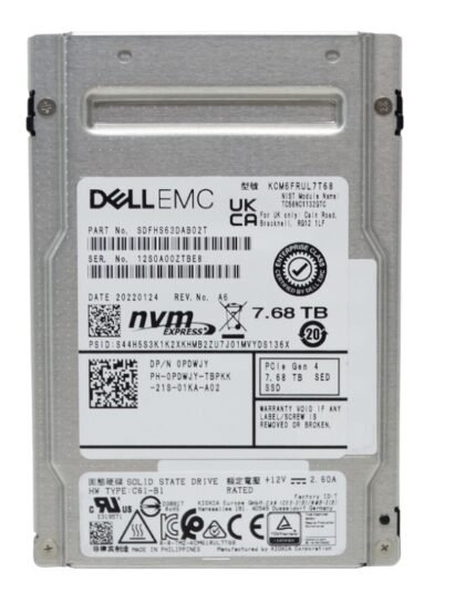 Refurbished | Kioxia CM6-R KCM6FRUL7T68 Read Intensive SSD 7.68 TB PCIe 4.0 x4 (NVMe) DELL OEM Refurbished