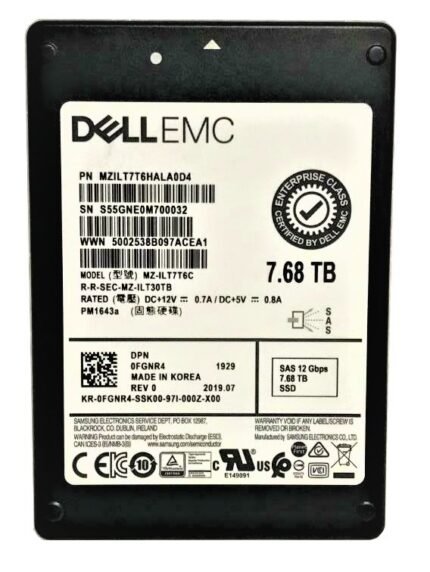 Refurbished | Samsung PM1643a MZ-ILT7T6C Read Intensive SSD 7.68 TB SAS 12Gb/s DELL OEM Refurbished