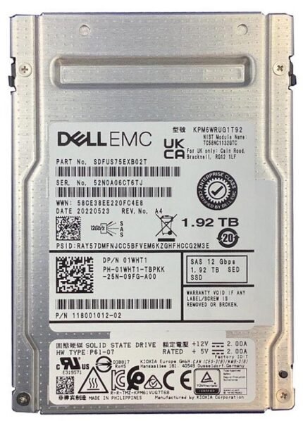 Refurbished | Kioxia KPM6WRUG1T92 1.92TB SED Fips SAS-12Gbps 2.5" Read Intensive TLC SSD