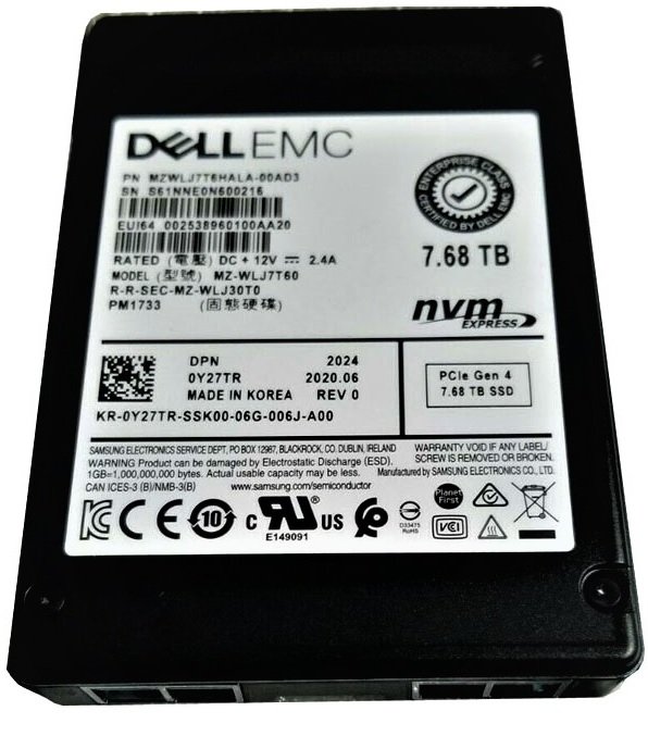 339333.jpg Refurbished | Samsung PM1733 MZWLJ7T6HALA-00AD3 - SSD - 7.68 TB - PCIe 4.0 x4 (NVMe) - DELL OEM Refurbished - Image 1