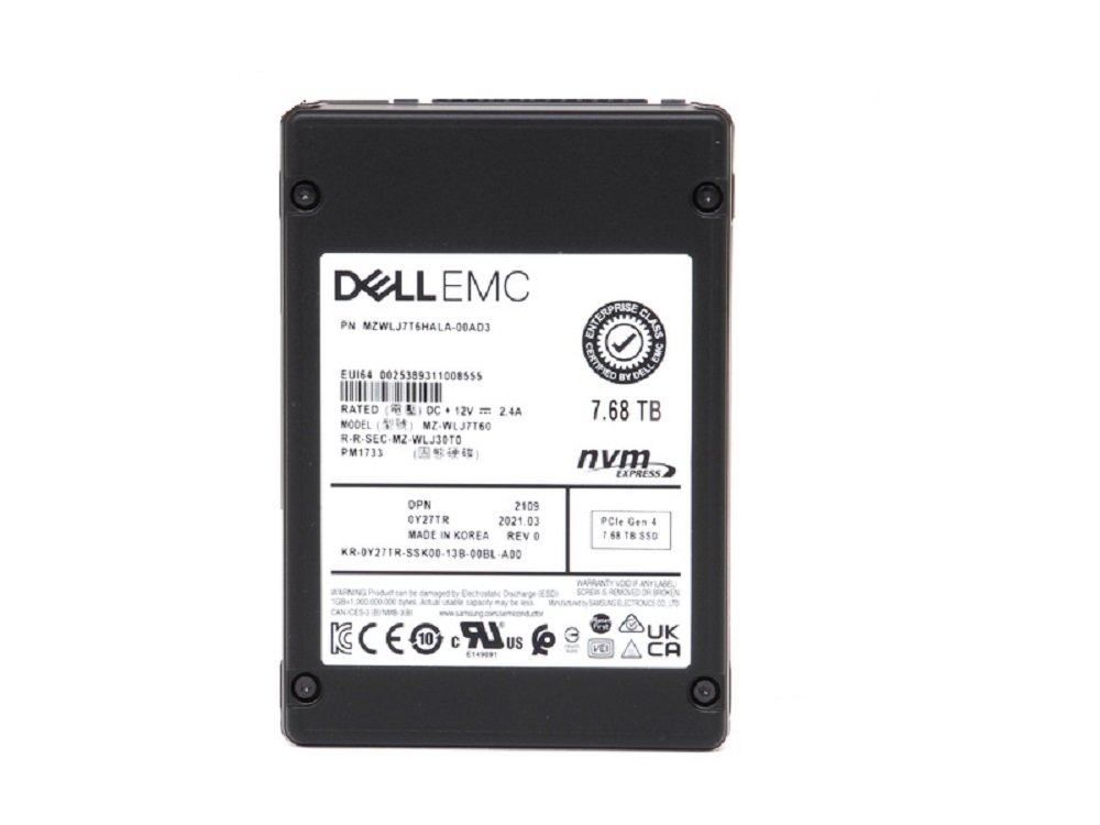 339347.jpg Refurbished | Samsung PM1733 MZ-WLJ7T60 SSD 7.68 TB PCIe 4.0 x4 (NVMe) DELL OEM Refurbished - Image 1