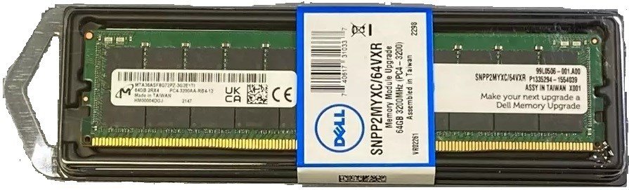 345913.jpg Dell SNPP2MYXC/64VXR 64GB PC4-25600 DDR4-3200MHz 2Rx4 ECC New - Image 1