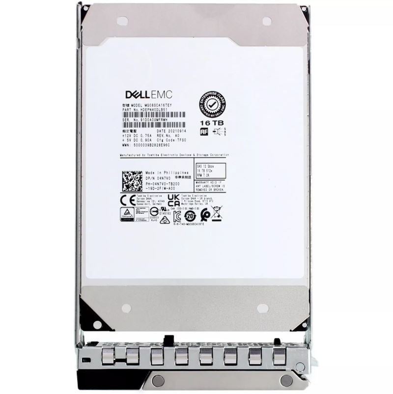 346350.jpg NEW | Dell EMC 4N7V0 16TB 7.2K RPM SAS 12Gbps 512e 3.5in Hot-Plug Hard Drive with 14G Kit - Image 1