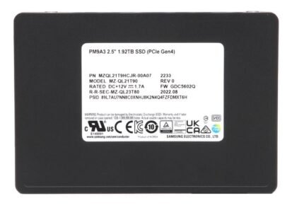 NEW | Samsung MZ-QL21T90 PM9A3 1.92TB PCI-E Gen4 x4 U.2 2.5Inch Ssd