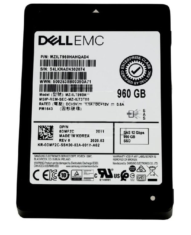 349751.jpg Refurbished | Samsung PM1643 MZILT960HAHQAD4 Read Intensive SSD 960 GB SAS 12Gb/s DELL OEM Refurbished - Image 1