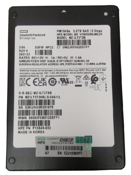 Refurbished | Samsung PM1645A MZ-ILT3T2B Mixed Use SSD 3.2 TB SAS 12Gb/s HPE OEM Refurbished