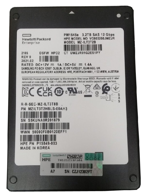 350806.jpg Refurbished | Samsung PM1645A MZ-ILT3T2B Mixed Use SSD 3.2 TB SAS 12Gb/s HPE OEM Refurbished - Image 1