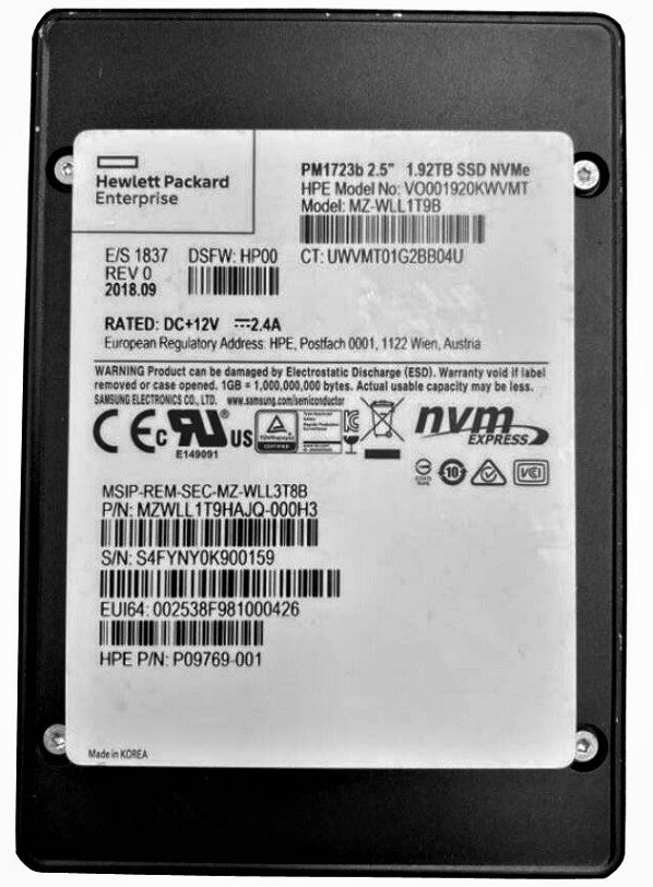 353024.jpg Refurbished | Samsung PM1723b MZ-WLL1T9B SSD 1.92 TB PCIe 3.0 X4 (NVMe) HPE OEM Refurbished - Image 1