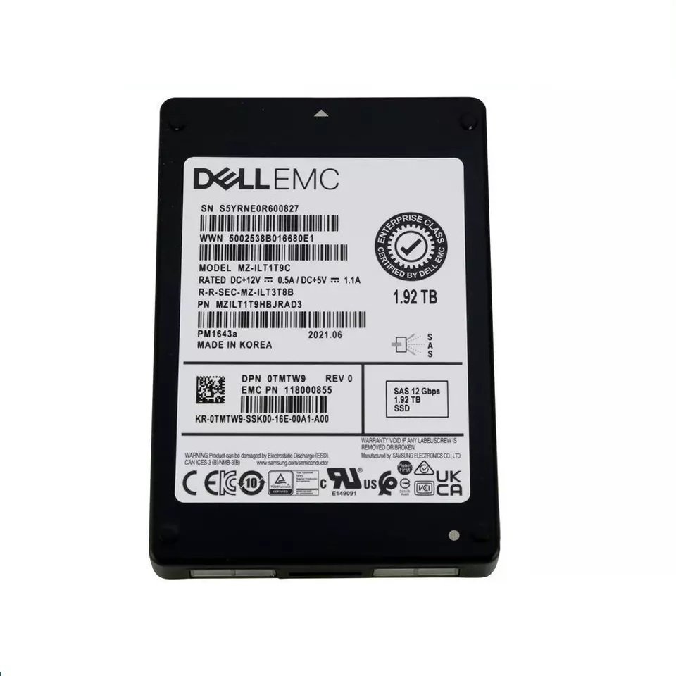 355332.jpg Refurbished | Samsung PM1643a MZILT1T9HBJRAD3 Read Intensive SSD 1.92 TB SAS 12Gb/s DELL OEM Refurbished - Image 1
