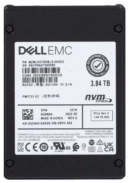 Refurbished | Samsung PM1733 MZWLR3T8HBLS-00AD3 SSD 3.84 TB PCIe 4.0 x4 (NVMe) DELL OEM Refurbished