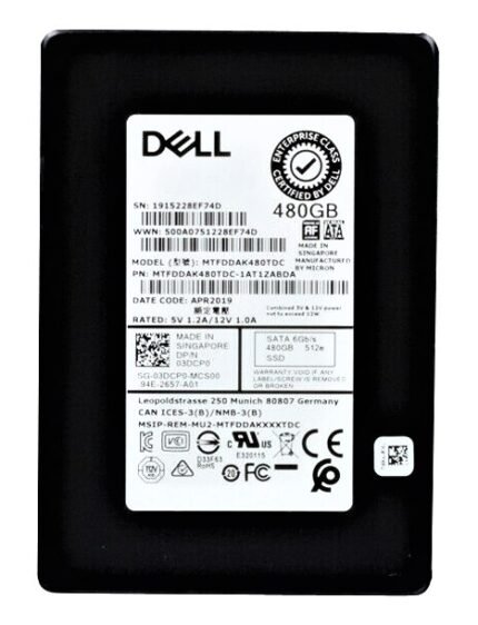 Refurbished | Micron 5200 ECO MTFDDAK480TDC-1AT1ZABDA Read Intensive SSD 480 GB SATA 6Gb/s DELL OEM Refurbished