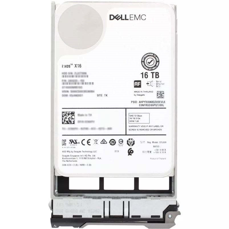 357959.jpg NEW | Dell EMC 24HF9 16TB 7.2K RPM SAS 12Gbps 512e 3.5in Hot Plug Hard Drive with Tray - Image 1