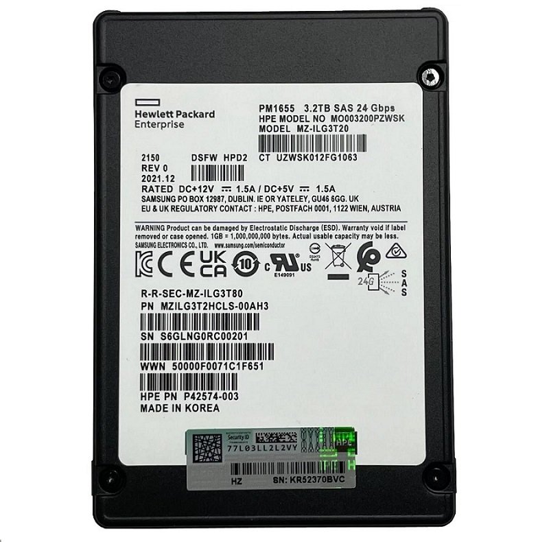 358308.jpg Refurbished | Samsung PM1655 MZ-ILG3T20 Mixed Use SSD 3.2 TB SAS 12Gb/s HPE OEM Refurbished - Image 1