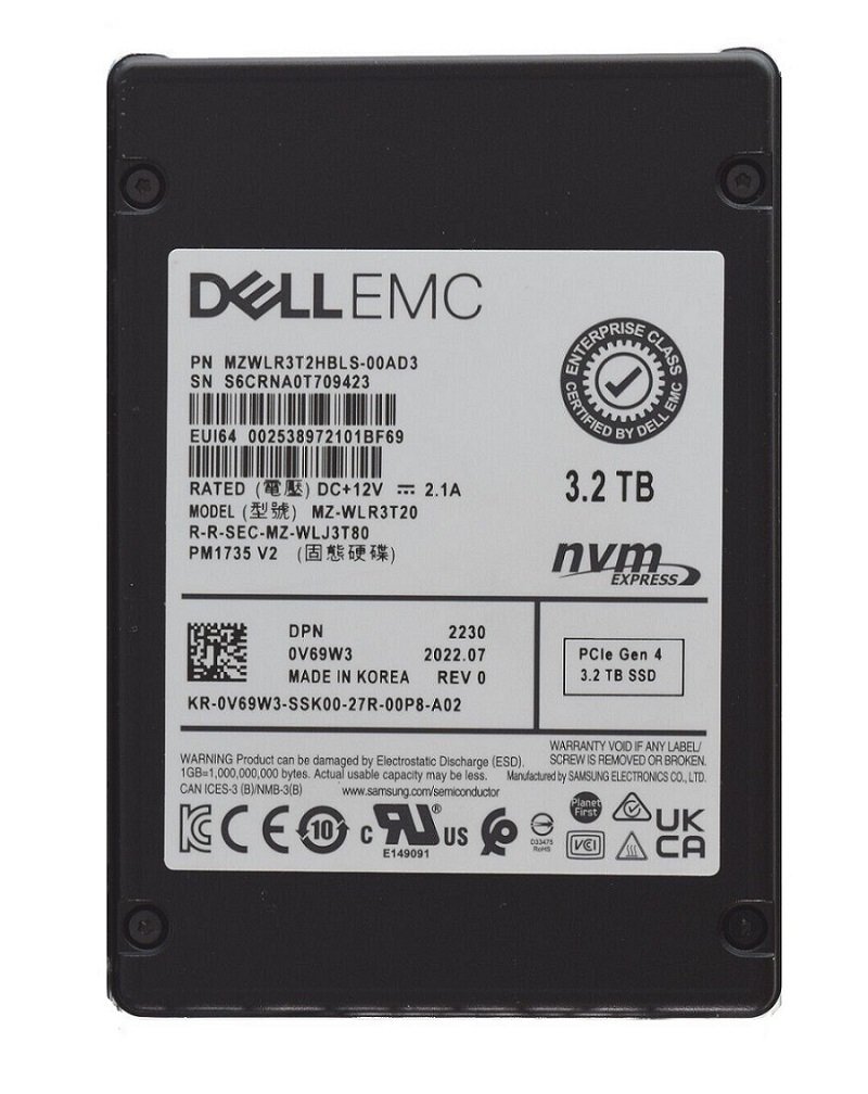 359937.jpg Refurbished | Samsung PM1735 MZ-WLR3T20 SSD 3.2 TB PCIe 4.0 x8 (NVMe) DELL OEM Refurbished - Image 1