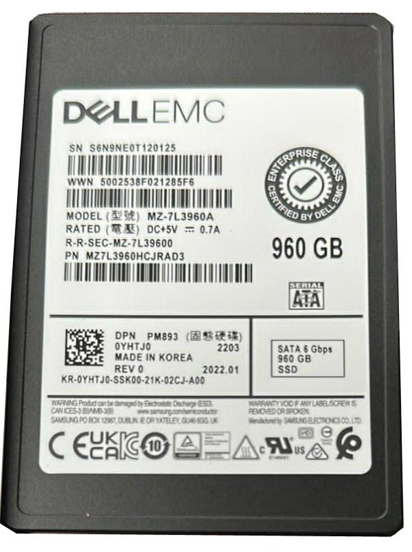 365035.jpg Refurbished | Samsung PM893 MZ-7L3960A Read Intensive SSD 960 GB SATA 6Gb/s DELL OEM Refurbished - Image 1
