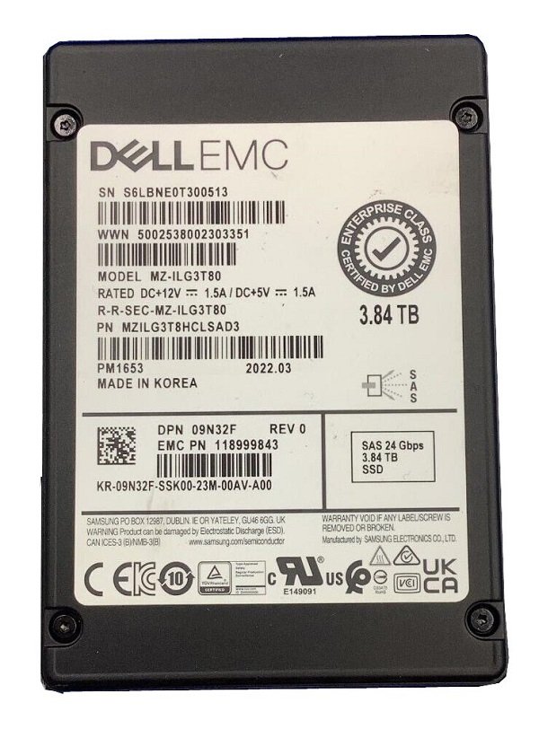 365732.jpg Refurbished | SAMSUNG PM1653 MZILG3T8HCLSAD3 Enterprise 3.84TB SAS 24G Ssd Dell Oem - Image 1