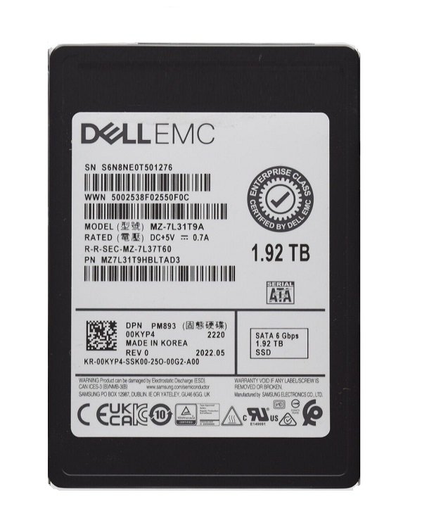 367483.jpg NEW | Samsung PM893 MZ7L31T9HBLTAD3 - SSD - 1.92 TB - SATA 6Gb/s - DELL OEM Brand New - Image 1