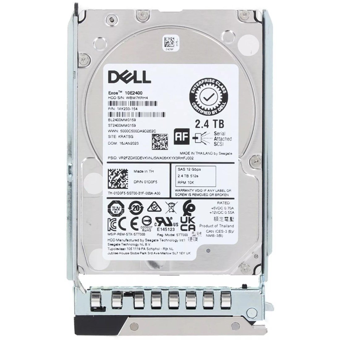 368213.jpg NEW | Dell 1D0F5 2.4TB 10K SAS-12Gbps 512e Hot Plug Hard Drive With Tray - Image 1