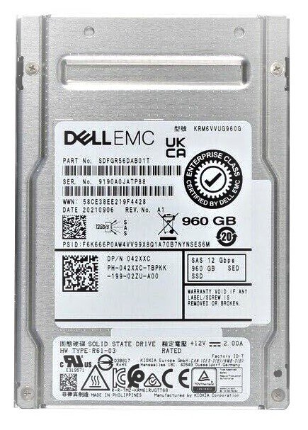372399.jpg NEW | Kioxia RM6 SDFGR56DAB01T Mixed Use SSD 960 GB SAS 12Gb/s DELL OEM Brand New - Image 1
