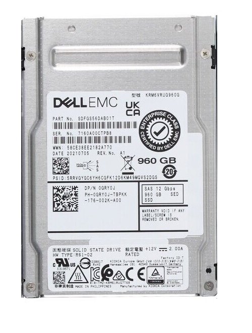 382503.jpg Refurbished | Kioxia RM6 SDFGS56DAB01T SSD 960 GB SAS 12Gb/s DELL OEM Refurbished - Image 1