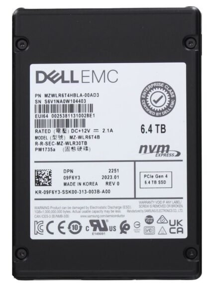 Refurbished | SAMSUNG MZ-WLR6T4B 6.4TB Mixed Use 3DWPD NVMe 2.5Inch U.2 TLC Ssd