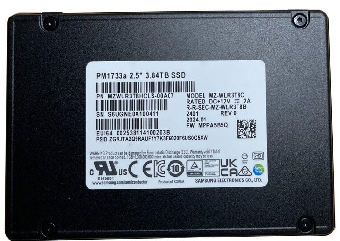 393464.jpg NEW | Samsung PM1733 MZ-WLR3T8C SSD 3.84 TB PCIe 4.0 x4 (NVMe) Brand New - Image 1